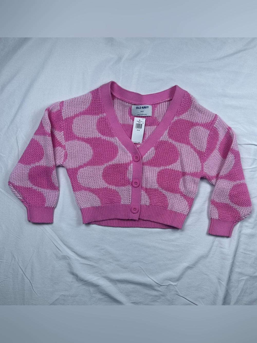NWT Old Navy Pink Geometric Print Button-Front Cardigan Sweater Girls XS (5)